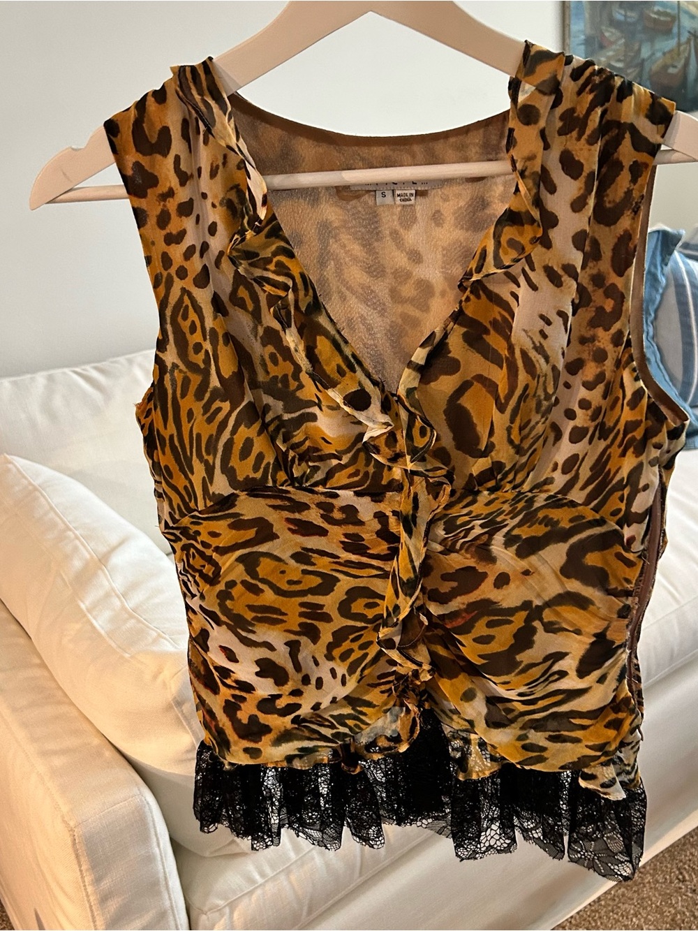 Silk Y2K leopard reworked top